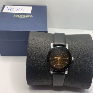 South Lane SS20-dr1-45 Black Leather Analog Dial Quartz Genuine Watch YR115